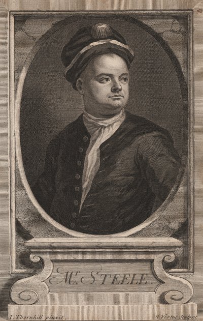 Richard Steele, engraved by George Vertue (1683-1756), c.1714 by James Thornhill